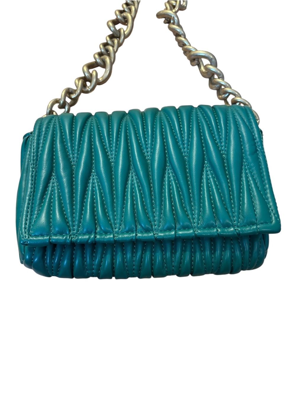 Montana West Green Quilted Shoulder Bag Gold Chain Strap Purse